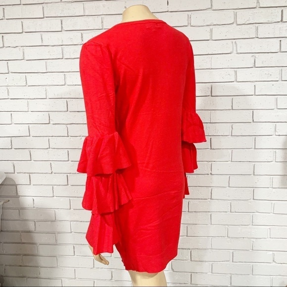 PrettyLittle Thing Red Ruffle Sleeve Knitted Dress - Picture 7 of 13